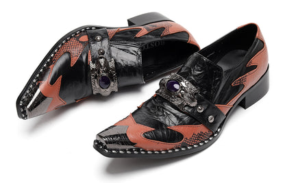 Mens Dragon Jewel Buckle Vintage Punk Western Loafers