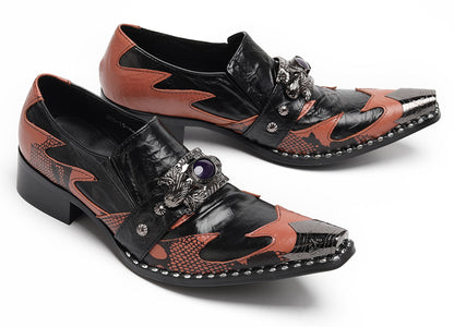 Mens Dragon Jewel Buckle Vintage Punk Western Loafers