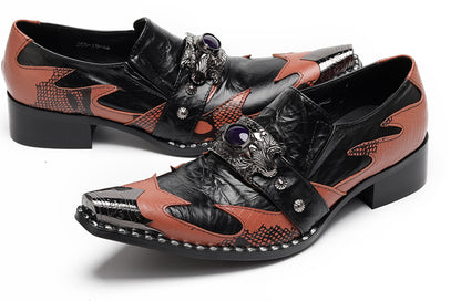 Mens Dragon Jewel Buckle Vintage Punk Western Loafers