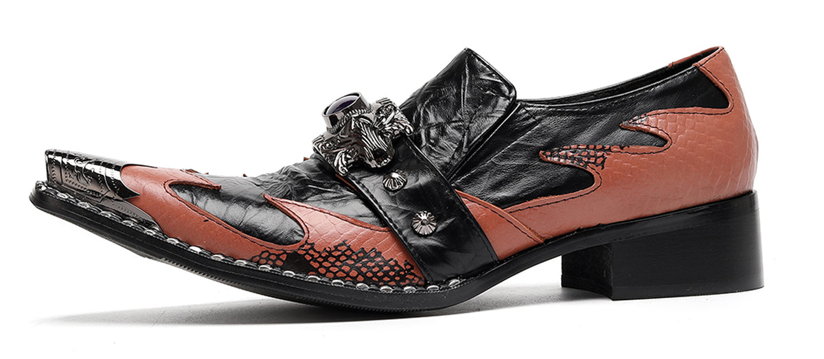 Mens Dragon Jewel Buckle Vintage Punk Western Loafers