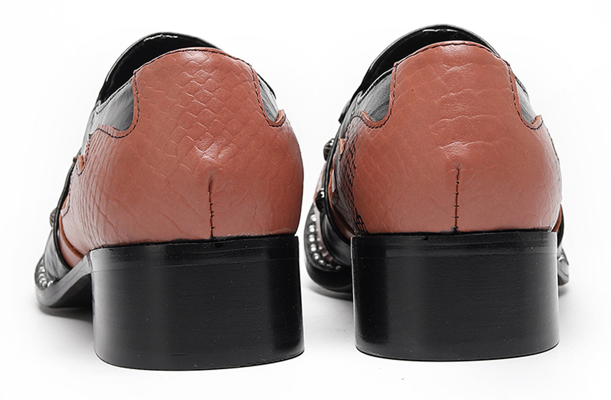 Mens Dragon Jewel Buckle Vintage Punk Western Loafers