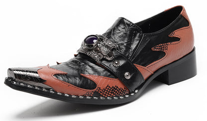 Mens Dragon Jewel Buckle Vintage Punk Western Loafers
