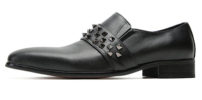Mens Silp On Dress Formal Leather Rivet Loafers