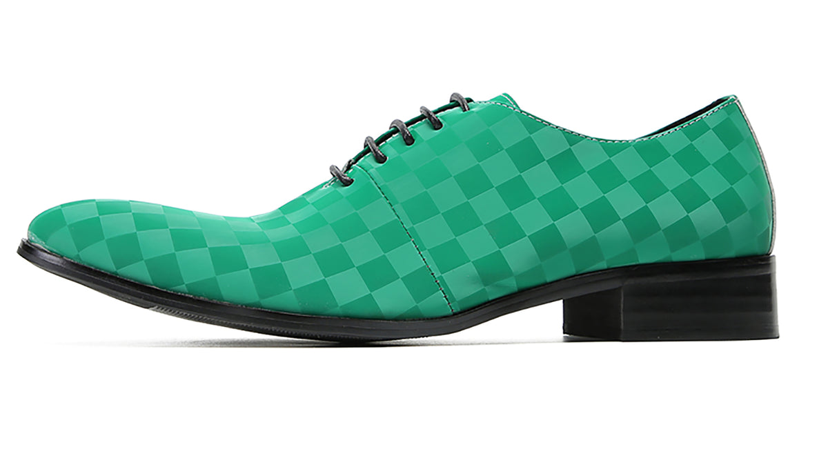 Mens Dress Casual Leather Plaid Fashion Oxfords