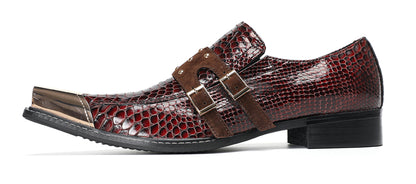 Mens Studded Suede Strap Slip-On Dress Western Loafers