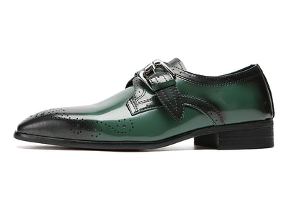 Mens Dress Genuine Leather Plain Toe Tuxedo Buckle Loafers