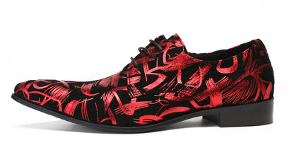 Mens Red Dress Casual Prom Wedding Party Ballroom Oxfords