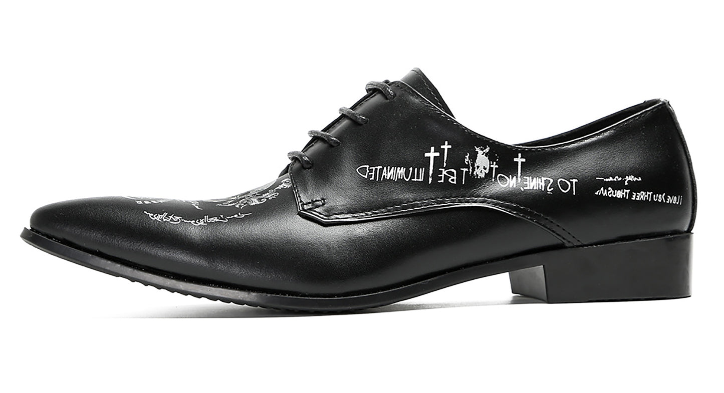 Mens Fashion Dress Casual Skull Halloween Oxfords