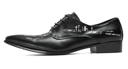 Mens Fashion Dress Casual Skull Halloween Oxfords