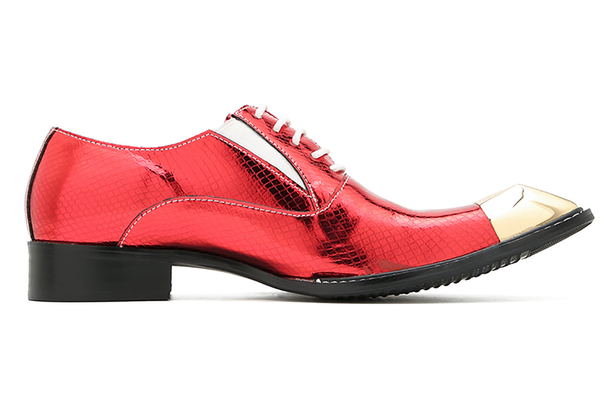 Mens Metal Square Toe Leather Lace Up Fashion Western Oxfords