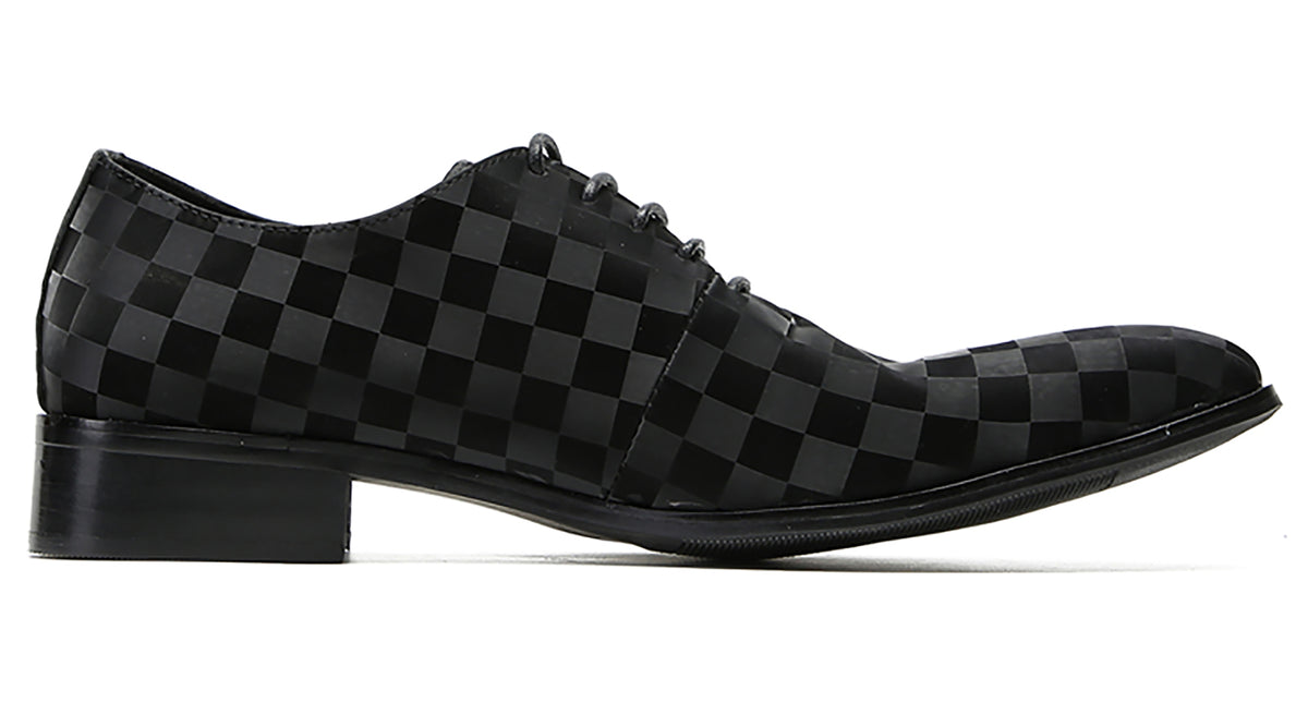 Mens Dress Casual Leather Plaid Fashion Oxfords