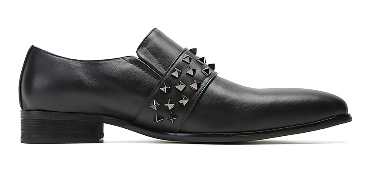 Mens Silp On Dress Formal Leather Rivet Loafers