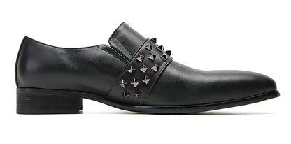 Mens Silp On Dress Formal Leather Rivet Loafers