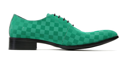 Mens Dress Casual Leather Plaid Fashion Oxfords
