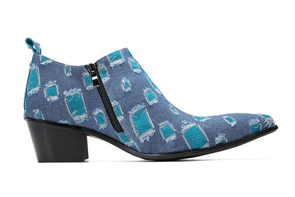 Mens Suded Zipper Wingtip Toe Ankle Chelsea Boots