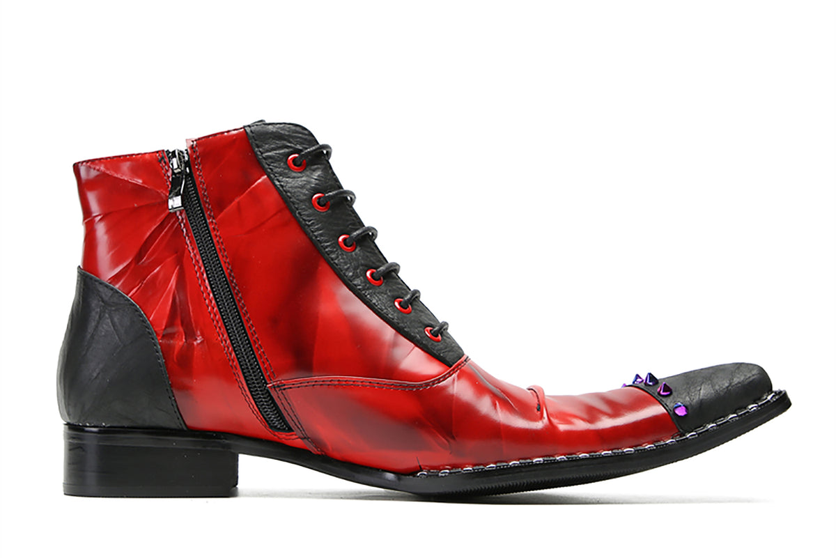 Mens Genuine Leather Casual Dress Colorful Beads Zipper Ankle Oxofrds Boots