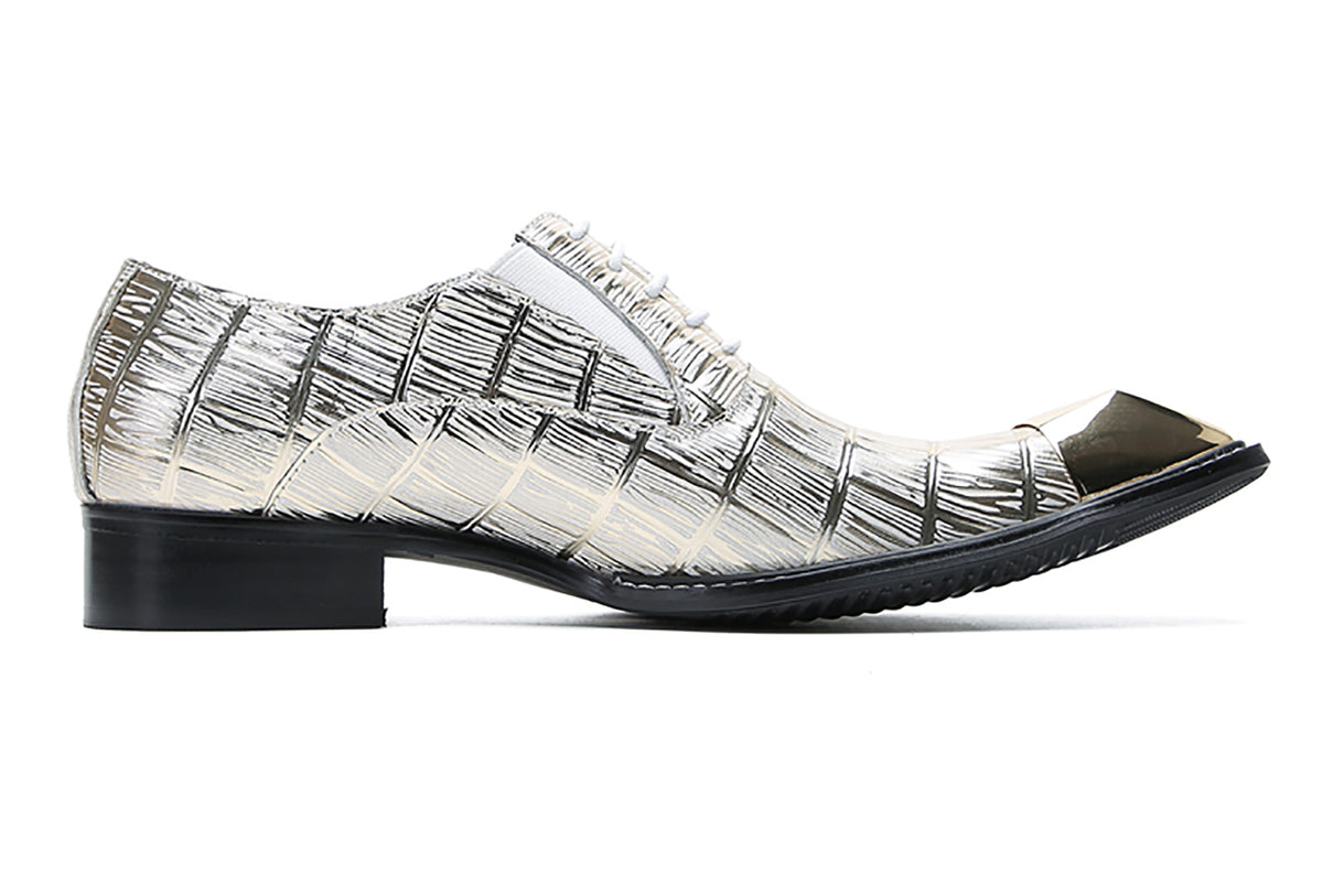 Mens Metal Square Toe Leather Lace Up Fashion Western Oxfords
