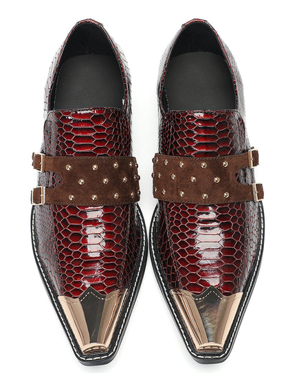 Mens Studded Suede Strap Slip-On Dress Western Loafers