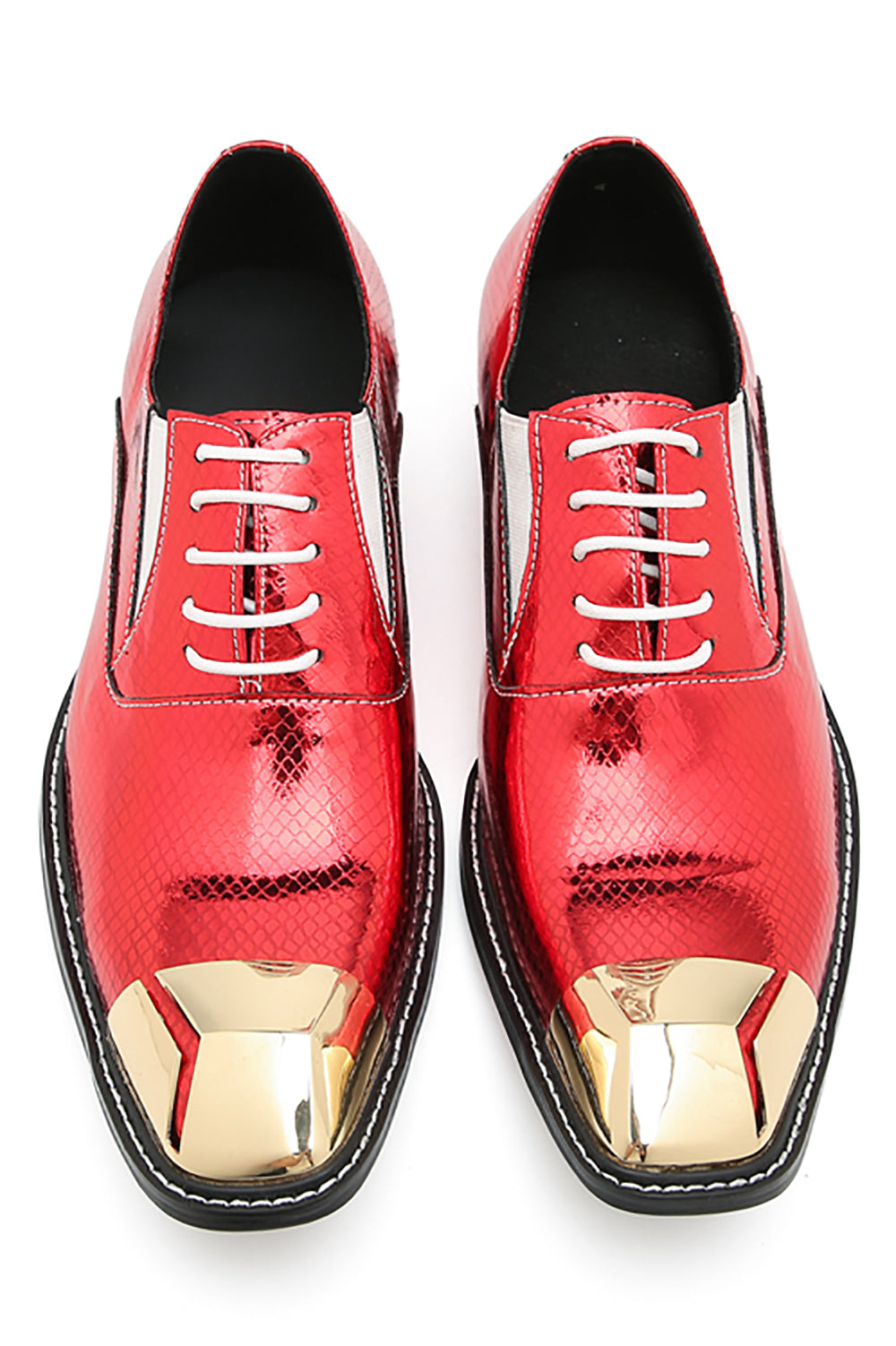 Mens Metal Square Toe Leather Lace Up Fashion Western Oxfords