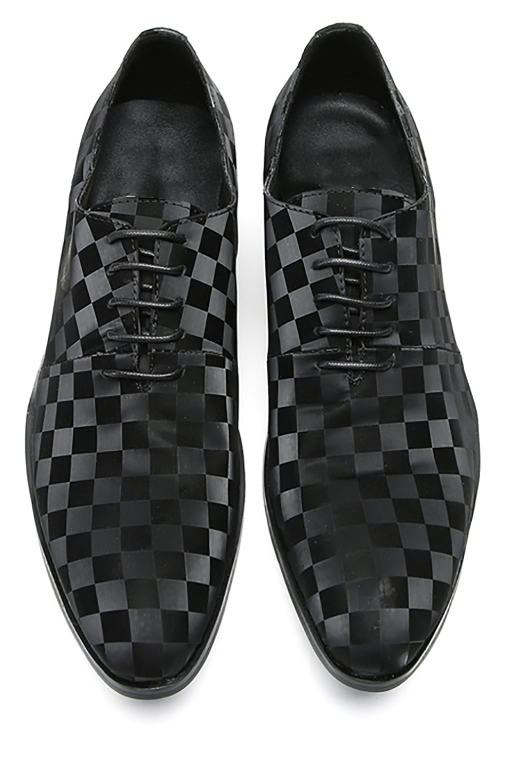 Mens Dress Casual Leather Plaid Fashion Oxfords