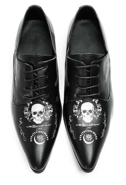 Mens Fashion Dress Casual Skull Halloween Oxfords