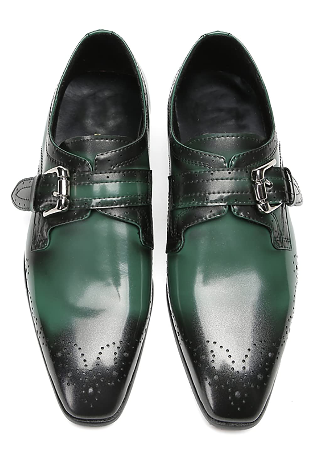 Mens Dress Genuine Leather Plain Toe Tuxedo Buckle Loafers