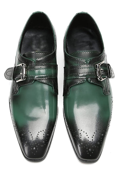 Mens Dress Genuine Leather Plain Toe Tuxedo Buckle Loafers