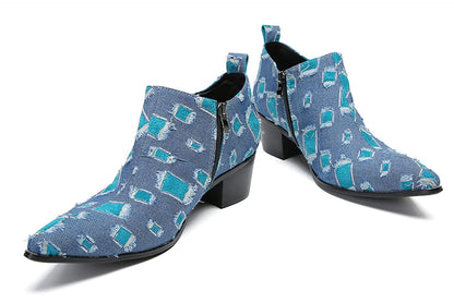Mens Suded Zipper Wingtip Toe Ankle Chelsea Boots
