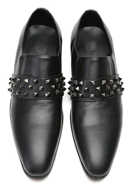 Mens Silp On Dress Formal Leather Rivet Loafers