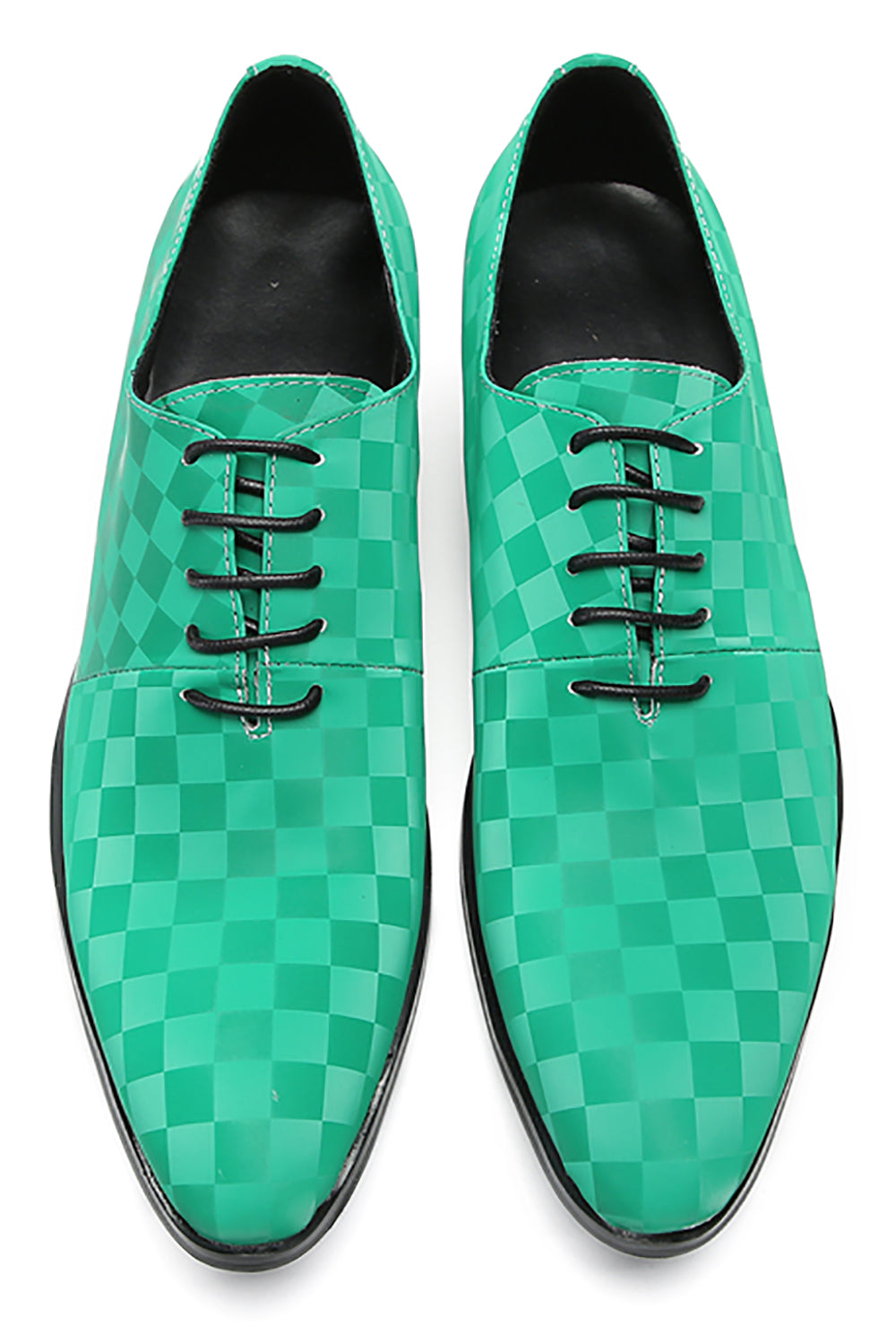 Mens Dress Casual Leather Plaid Fashion Oxfords