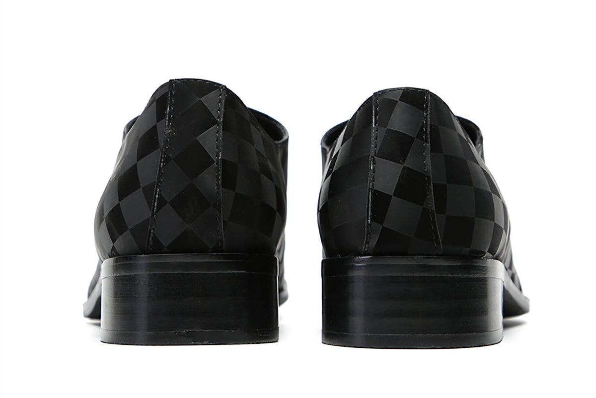 Mens Dress Casual Leather Plaid Fashion Oxfords