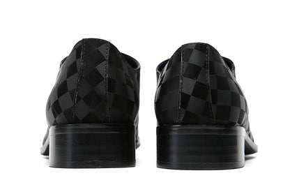 Mens Dress Casual Leather Plaid Fashion Oxfords