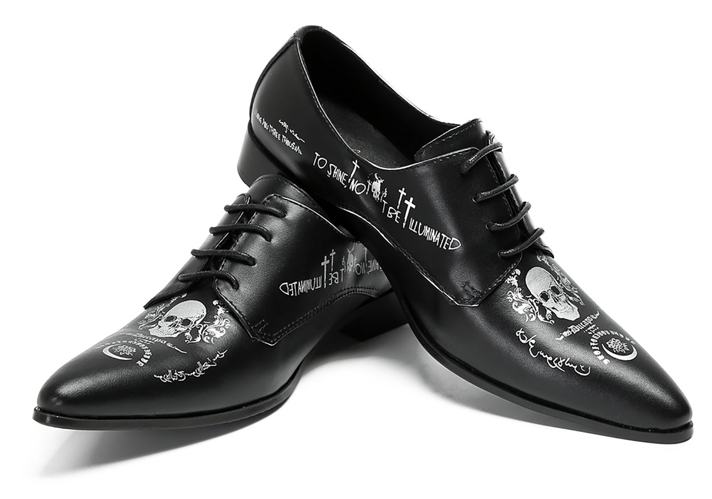 Mens Fashion Dress Casual Skull Halloween Oxfords