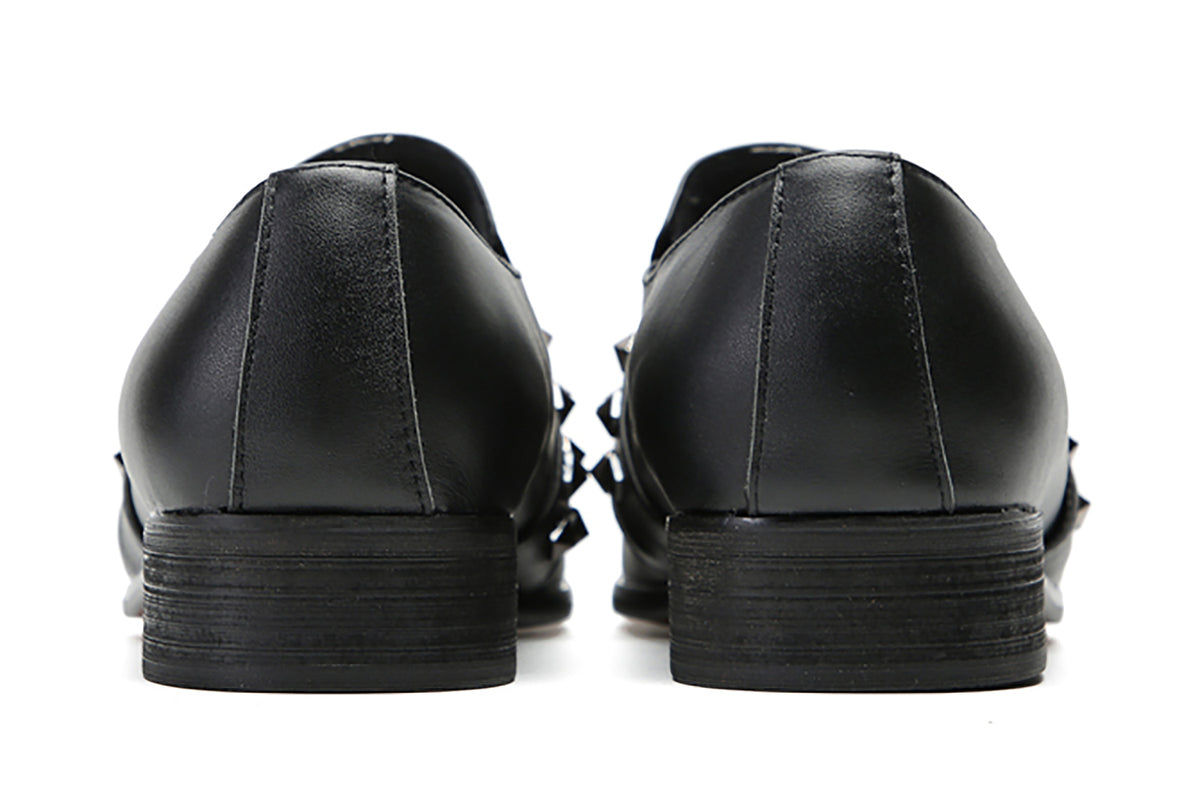 Mens Silp On Dress Formal Leather Rivet Loafers