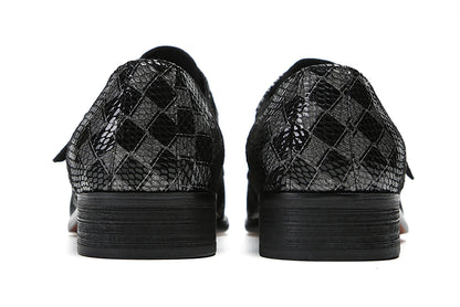 Mens Silp On Dres Leather Plaid Buckle Loafers