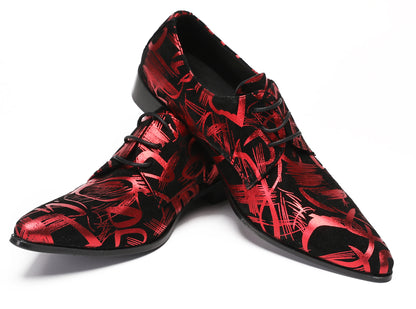 Mens Red Dress Casual Prom Wedding Party Ballroom Oxfords