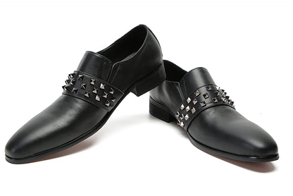 Mens Silp On Dress Formal Leather Rivet Loafers