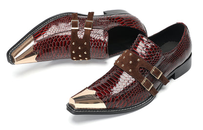 Mens Studded Suede Strap Slip-On Dress Western Loafers