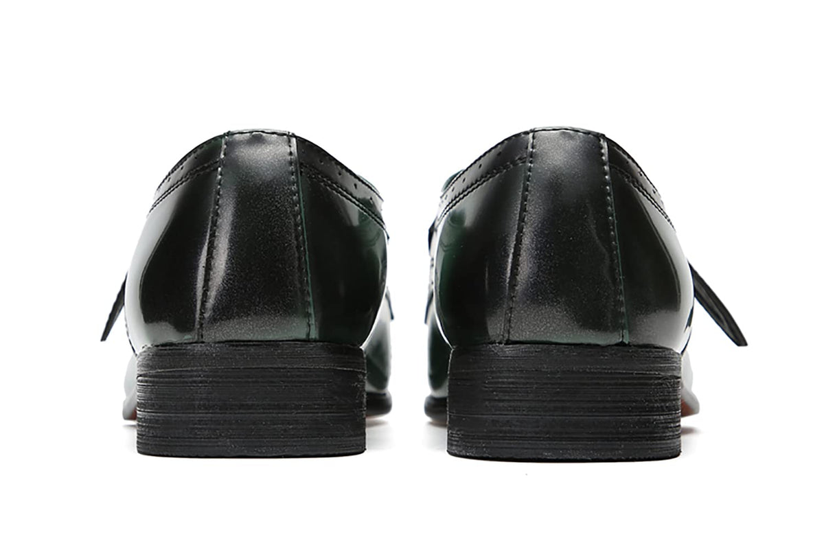 Mens Dress Genuine Leather Plain Toe Tuxedo Buckle Loafers