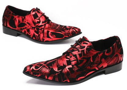 Mens Red Dress Casual Prom Wedding Party Ballroom Oxfords