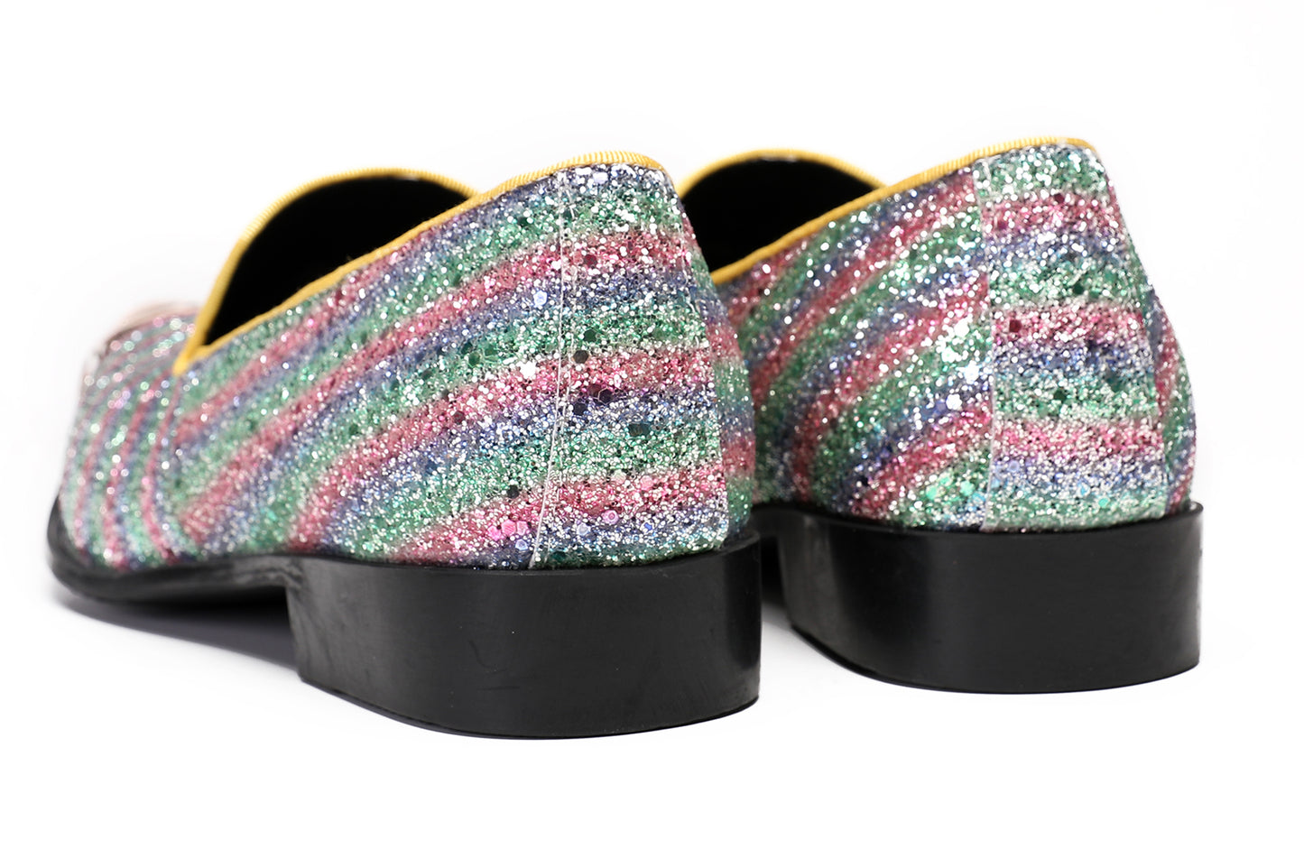 Mens Party Slip On Metal-Tip Toe Prom Glitter Western Loafers
