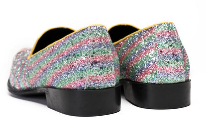 Mens Party Slip On Metal-Tip Toe Prom Glitter Western Loafers
