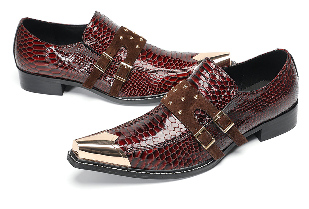 Mens Studded Suede Strap Slip-On Dress Western Loafers
