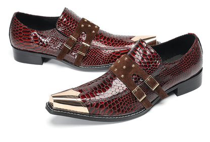 Mens Studded Suede Strap Slip-On Dress Western Loafers