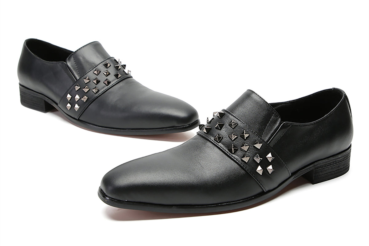 Mens Silp On Dress Formal Leather Rivet Loafers