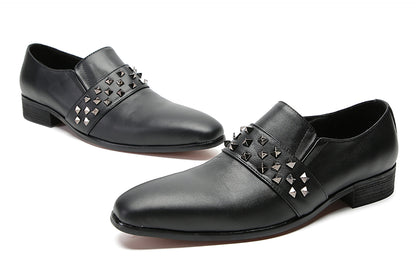 Mens Silp On Dress Formal Leather Rivet Loafers
