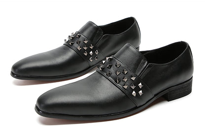 Mens Silp On Dress Formal Leather Rivet Loafers