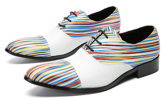 Mens Genunie Leather Two Tone Dress Casual Tuxedo Oxfords