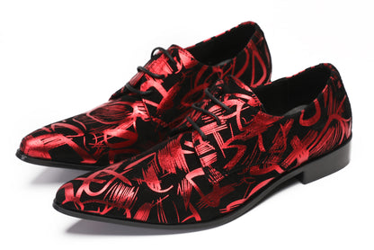 Mens Red Dress Casual Prom Wedding Party Ballroom Oxfords