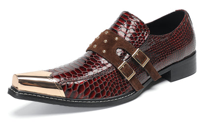 Mens Studded Suede Strap Slip-On Dress Western Loafers